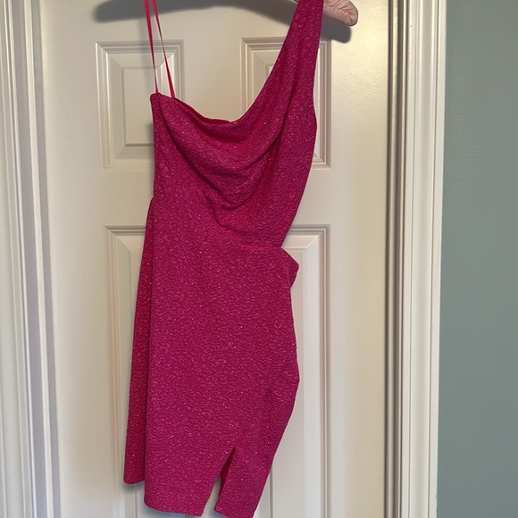 Brand new shimmery Barbie pink mini dress with cut outs - Picture 4 of 7